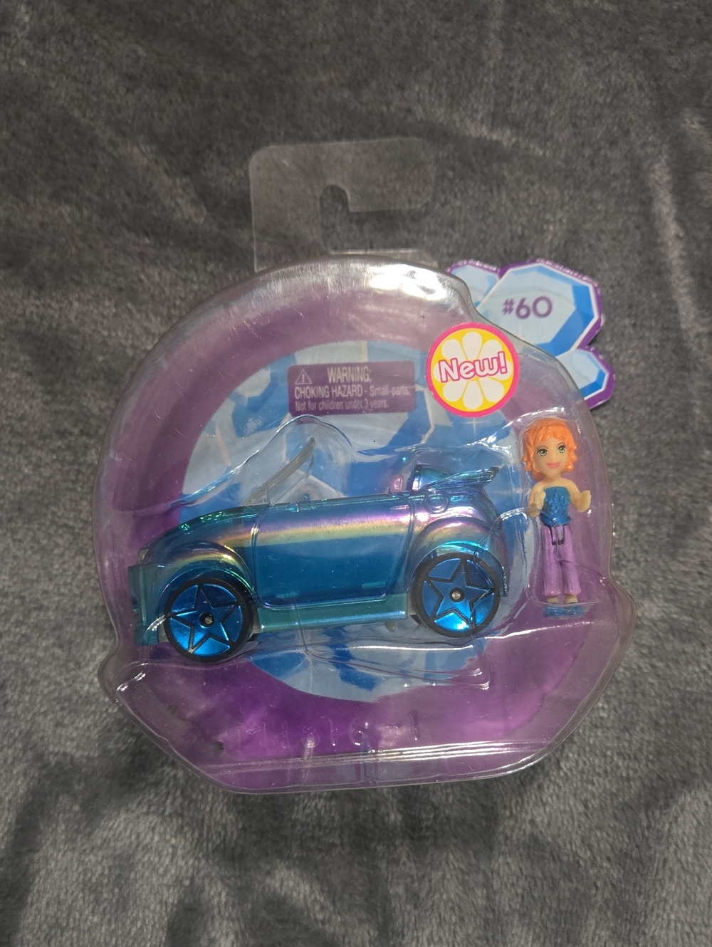 NEW 2008 Original Polly Pocket Polly Wheels #60 Topaz Charm - Car and Figure